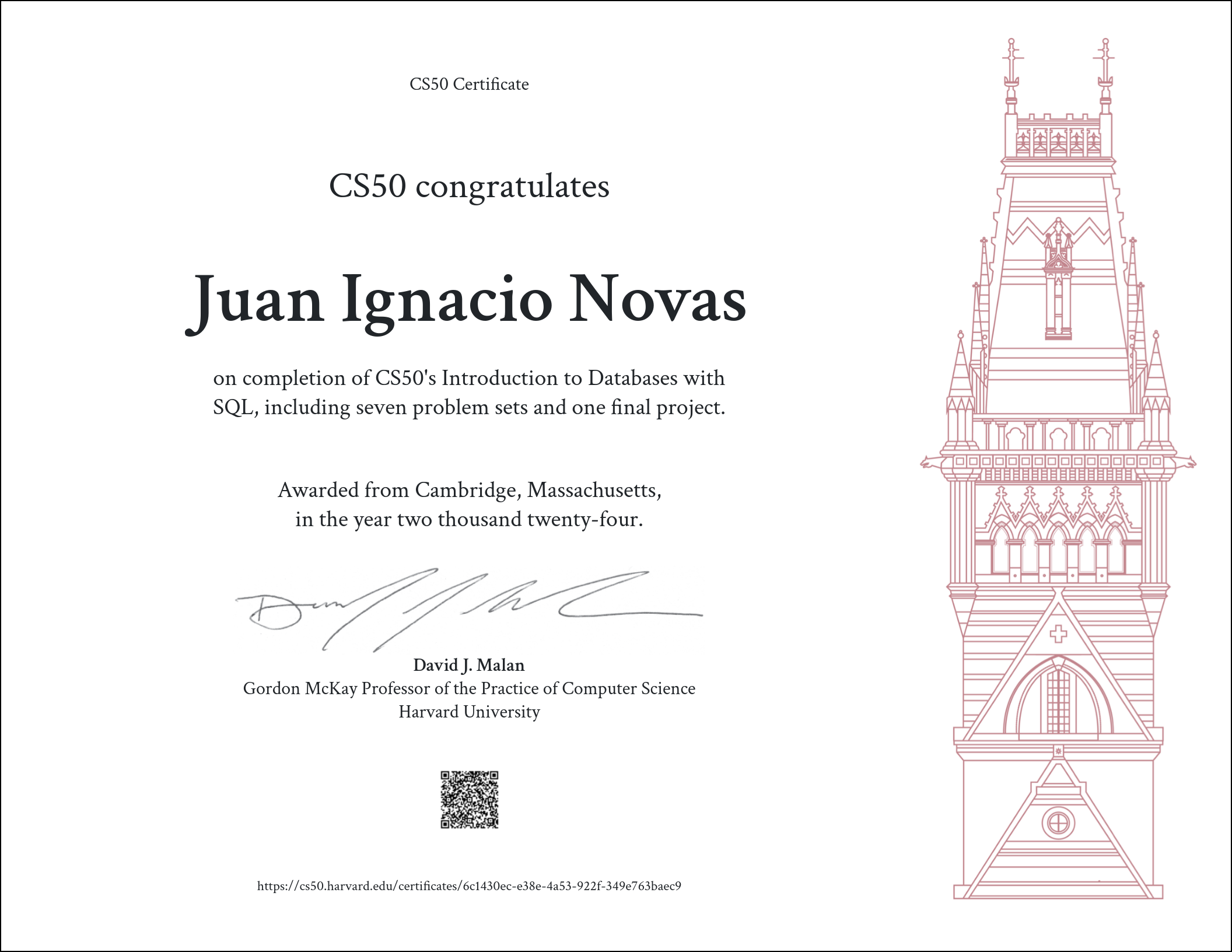 Harvard cs50 SQL certificate